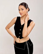 Black cropped blazer set